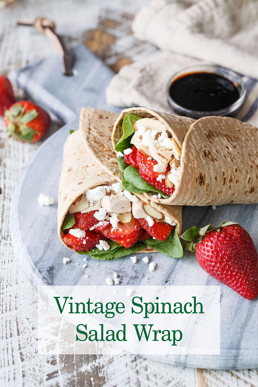 vintage spinach strawberry salad wrap
