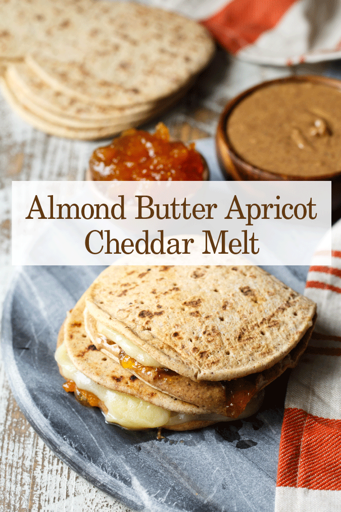almond buter apricot cheddar melt