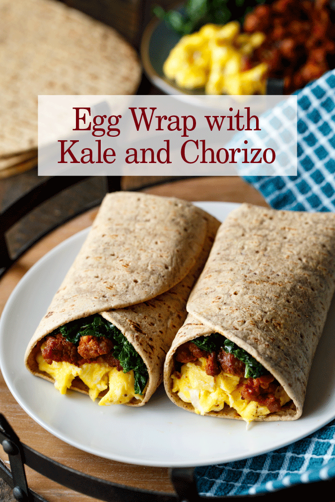 egg wrap w kale chorizo