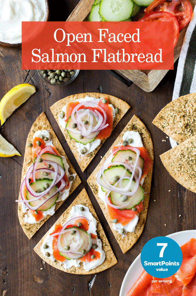 open faced salmon flatbread