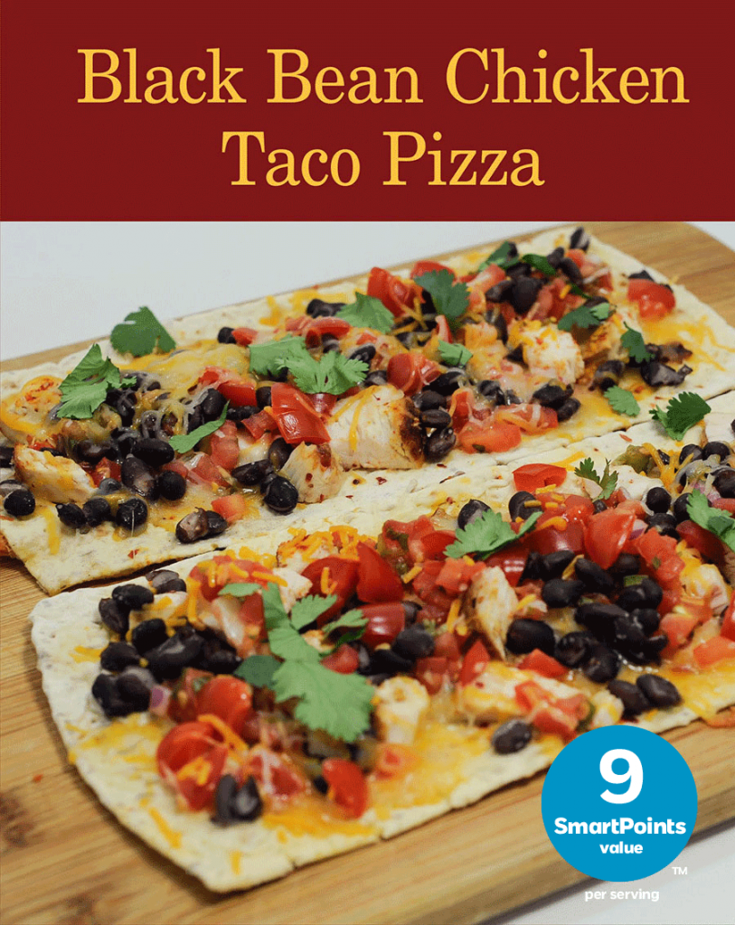 black bean chicken taco pizza