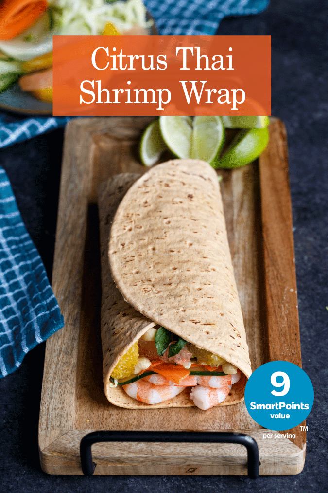 citrus thai shrimp wrap