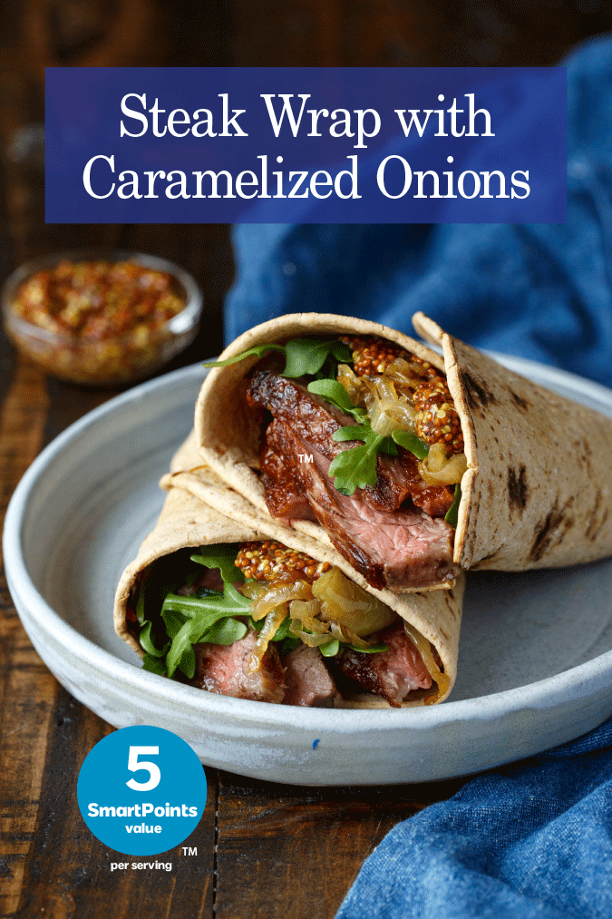 steak wrap with carmelized onions